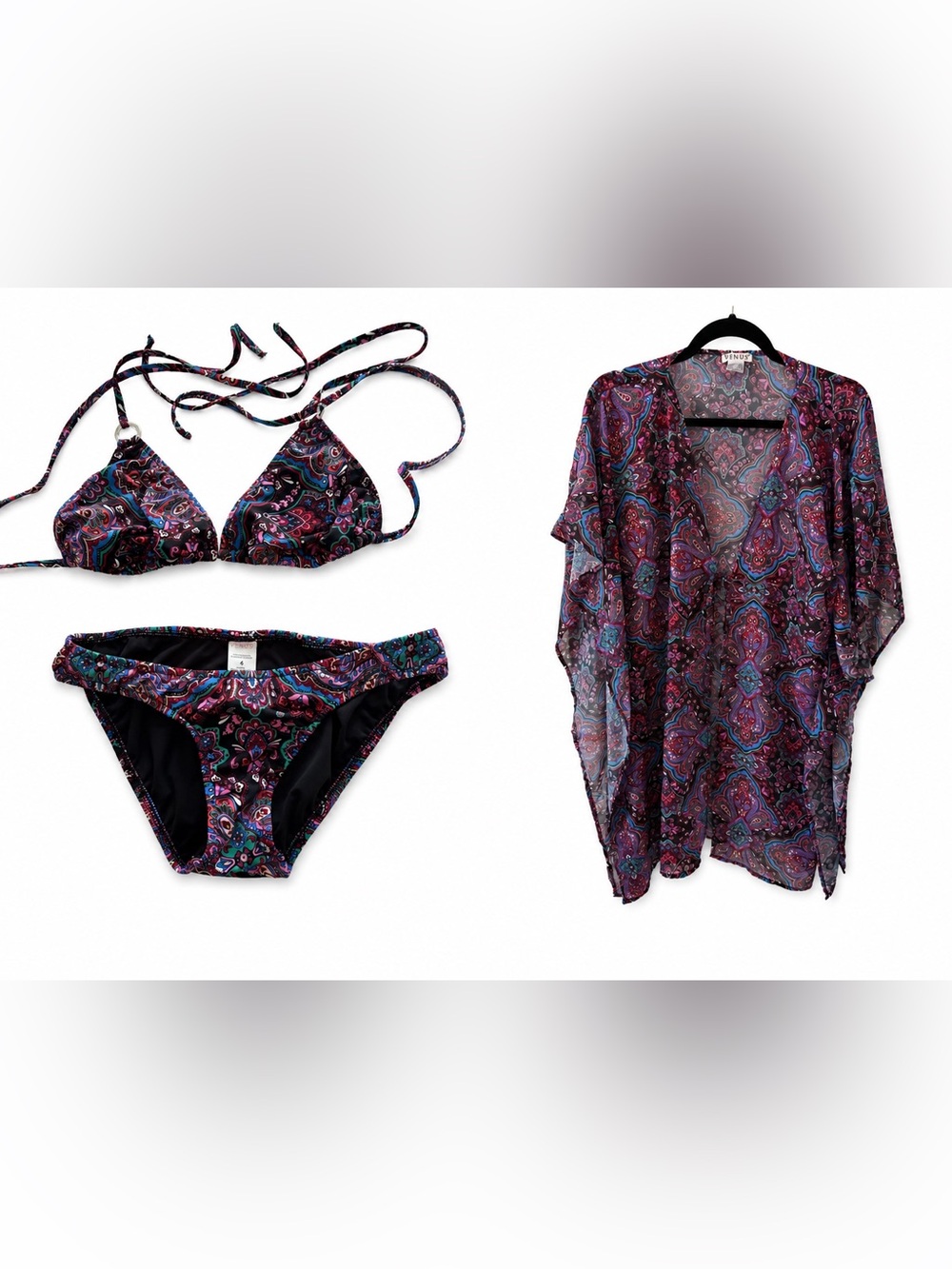 VENUS Paisley Triangle Bikini with Matching Cover-Up.